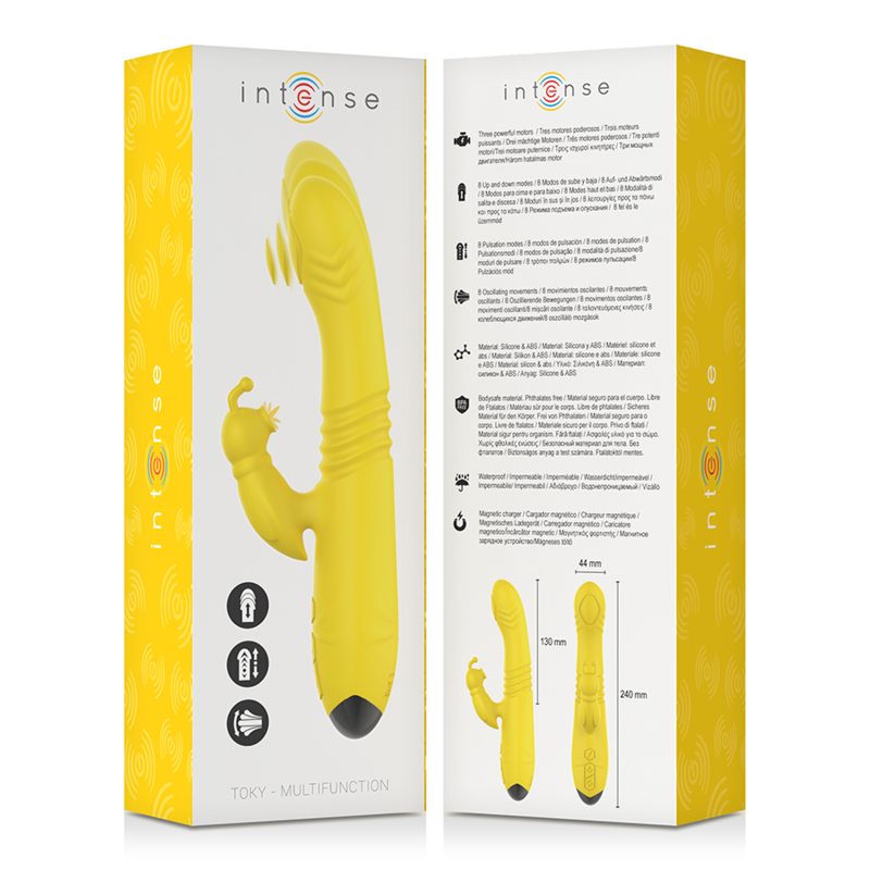 INTENSE - TOKY Multifunktionell Vibrator Upp & Ner med Klitorisstimulator Gul