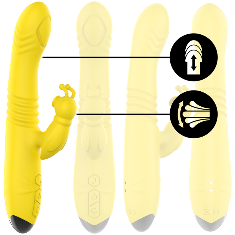 INTENSE - TOKY Multifunktionell Vibrator Upp & Ner med Klitorisstimulator Gul