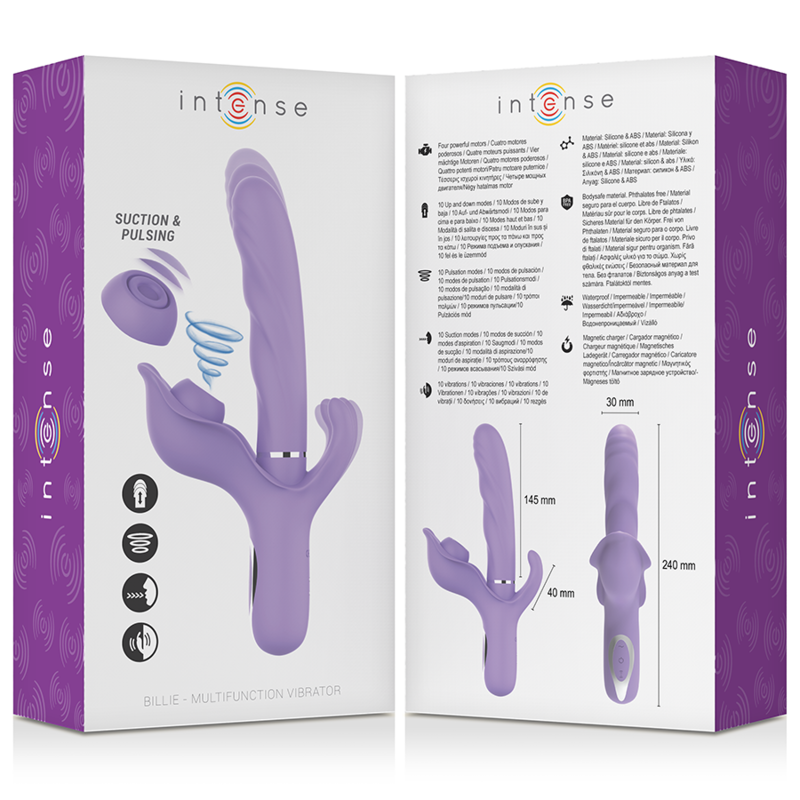 INTENSE BILLIE multifunktionell sugvibrator med lila knapp