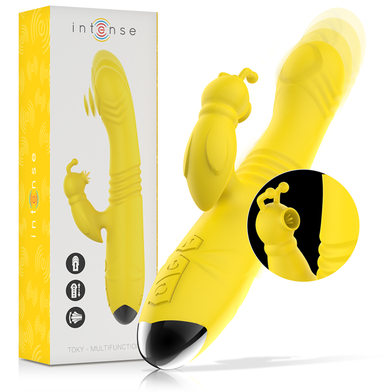 INTENSE - TOKY Multifunktionell Vibrator Upp & Ner med Klitorisstimulator Gul