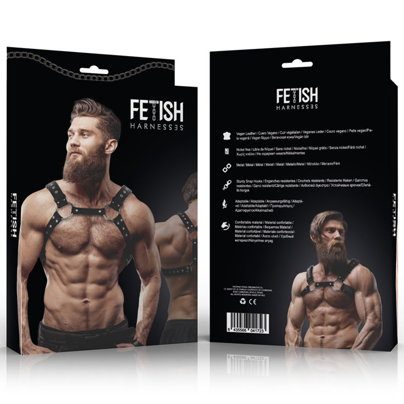 FETISH SUBMISSIVE ATTITUDE - MENS ECO-LEATHER set HARNESS med STUDS