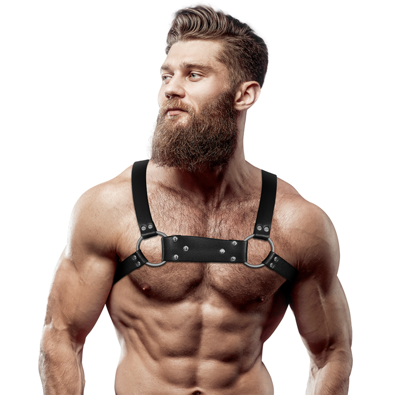 FETISH SUBMISSIVE ATTITUDE - MENS ECO-LEATHER BULLDOG set HARNESS STORLEK M/L
