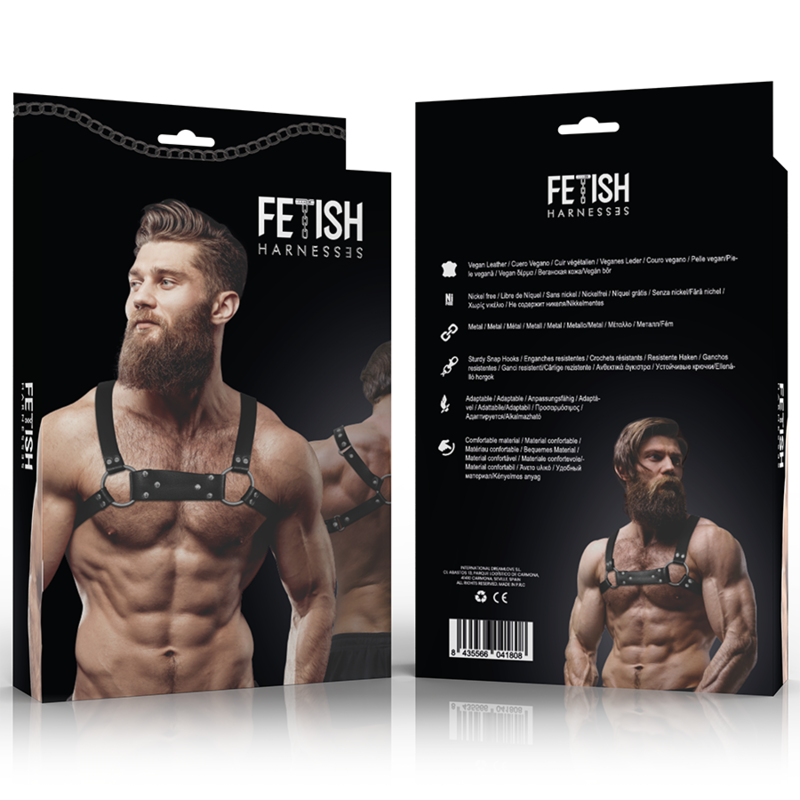 FETISH SUBMISSIVE ATTITUDE - MENS ECO-LEATHER BULLDOG set HARNESS STORLEK M/L