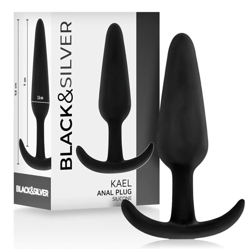 BLACK&SILVER - KAEL SILIKON ANALPLUGG MED MEDIUM HANDTAG