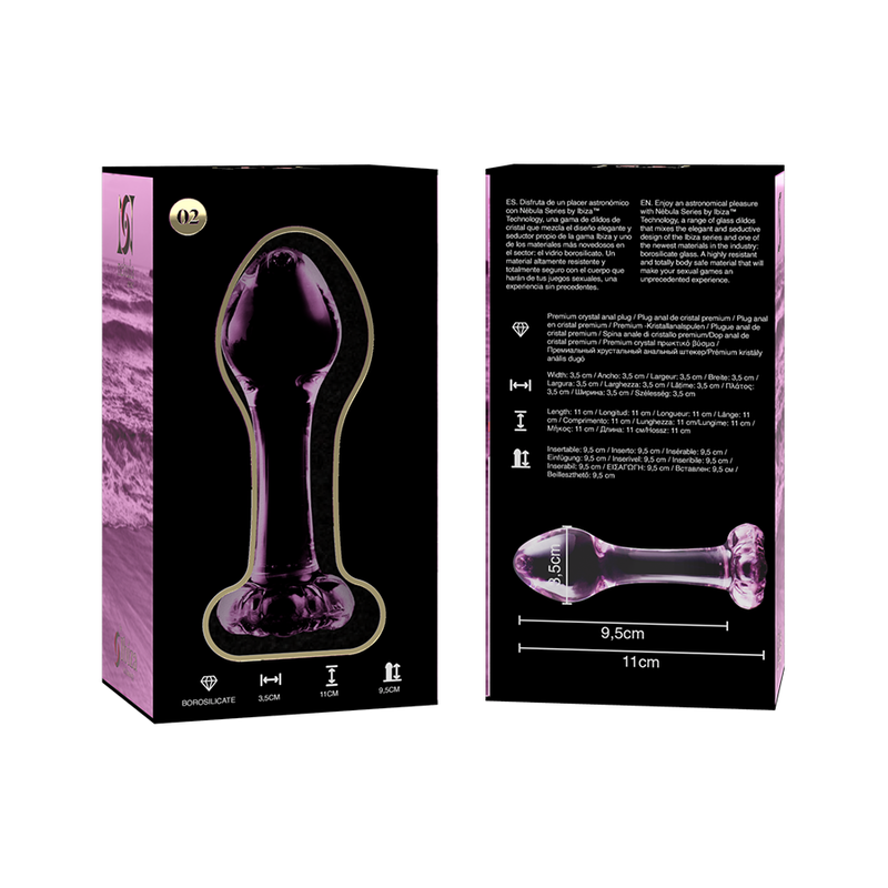 NEBULA SERIES BY IBIZA analplugg i borosilikatglas rosa 11 cm