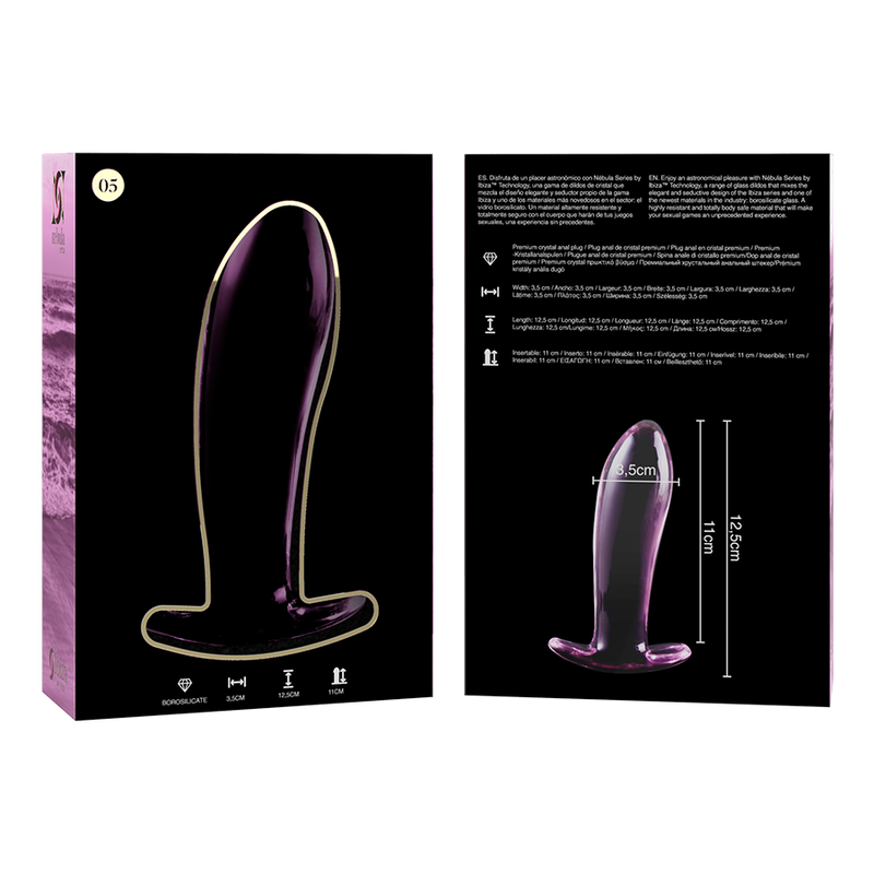 NEBULA SERIES BY IBIZA - MODEL 5 ANAL PLUG BOROSILICATE GLASS PINK 12,5 CM -O- 3,5 CM