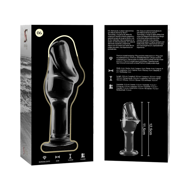 NEBULA SERIES BY IBIZA - MODEL 6 ANAL PLUG BOROSILICATE GLASS CLEAR 12,5 CM -O- 4 CM