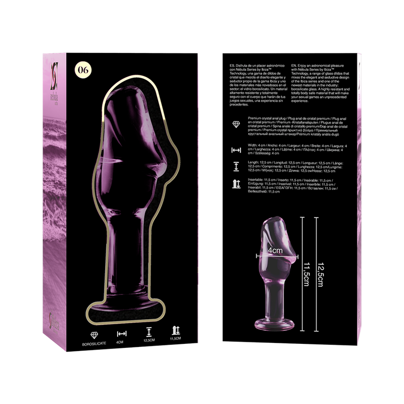 NEBULA SERIES BY IBIZA - MODEL 6 ANAL PLUG BOROSILICATE GLASS PINK 12,5 CM -O- 4 CM