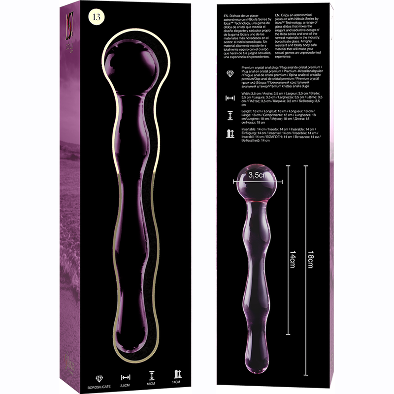 NEBULA SERIES BY IBIZA Dildo i borosilikatglas rosa 18 cm