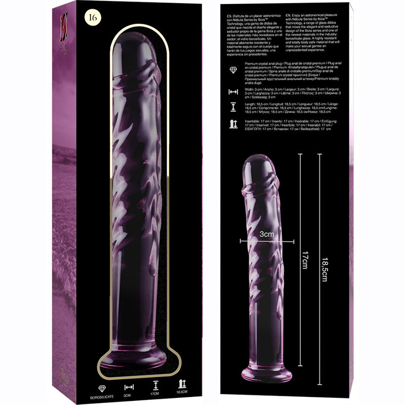 NEBULA SERIES BY IBIZA dildo i borosilikatglas, rosa, 18,5 cm