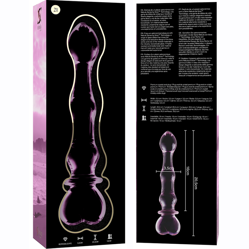 NEBULA SERIES BY IBIZA dildo i borosilikatglas, rosa 20.5 cm
