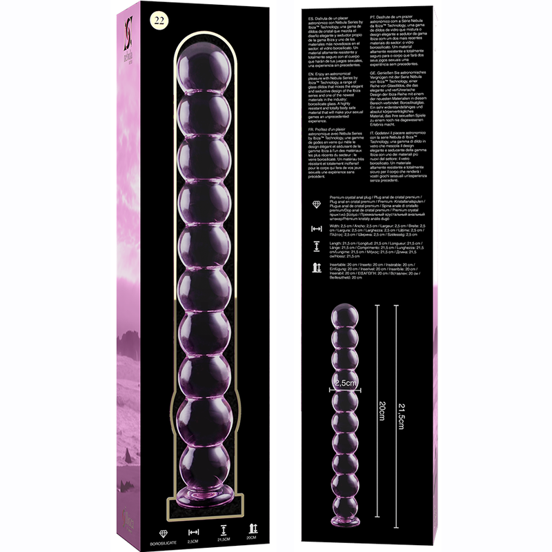 NEBULA SERIES BY IBIZA dildo i borosilikatglas, rosa, 21.5 cm