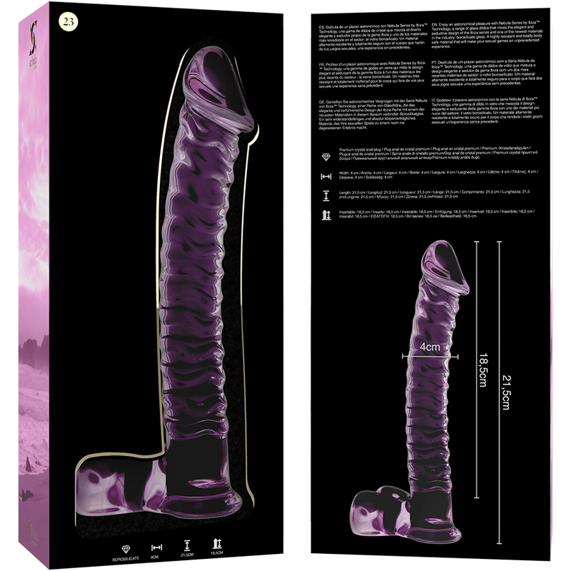 NEBULA SERIES BY IBIZA Dildo i borosilikatglas, rosa, 21.5 cm