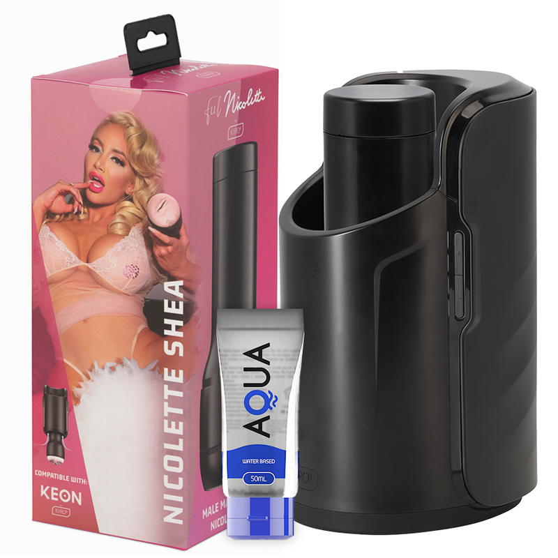 KIIROO KEON och Feel Nicolette Shea Stroker med Aqua Quality Lubricant 50 ml