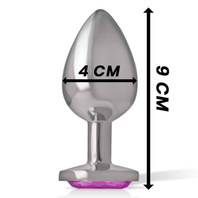 Intense aluminium analplugg med rosa kristall, storlek L