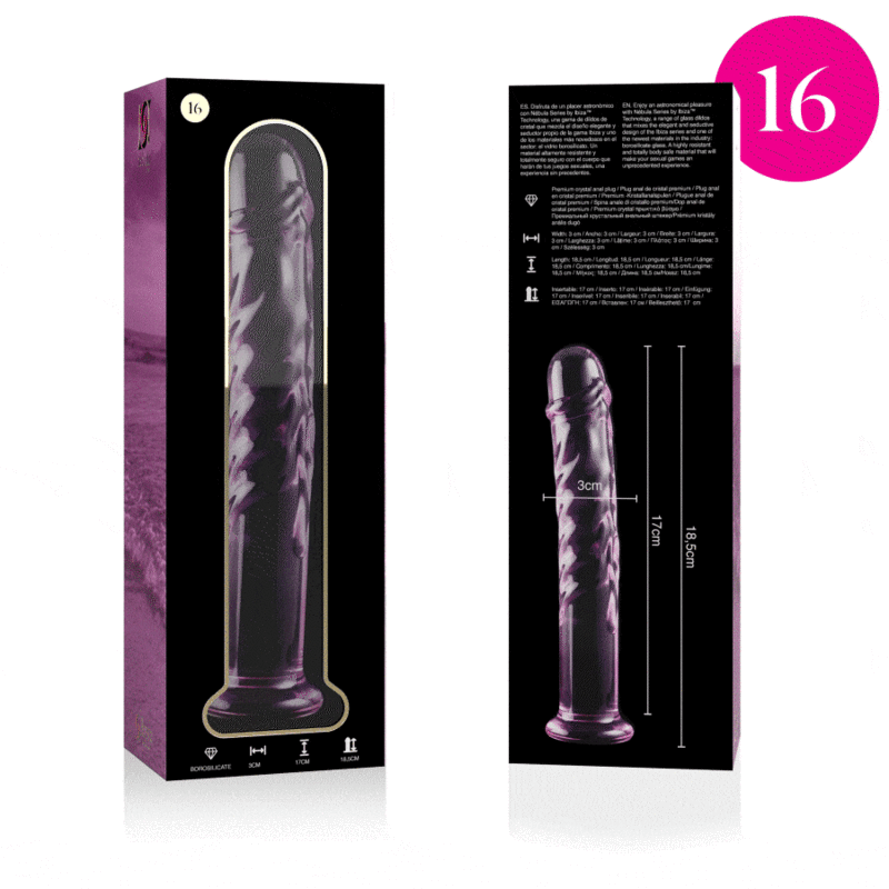 NEBULA SERIES BY IBIZA dildo i borosilikatglas, rosa, 18,5 cm