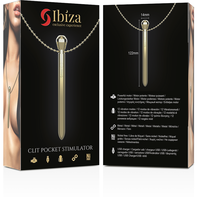 IBIZA klitorisstimulator med nacklänk och USB-laddning