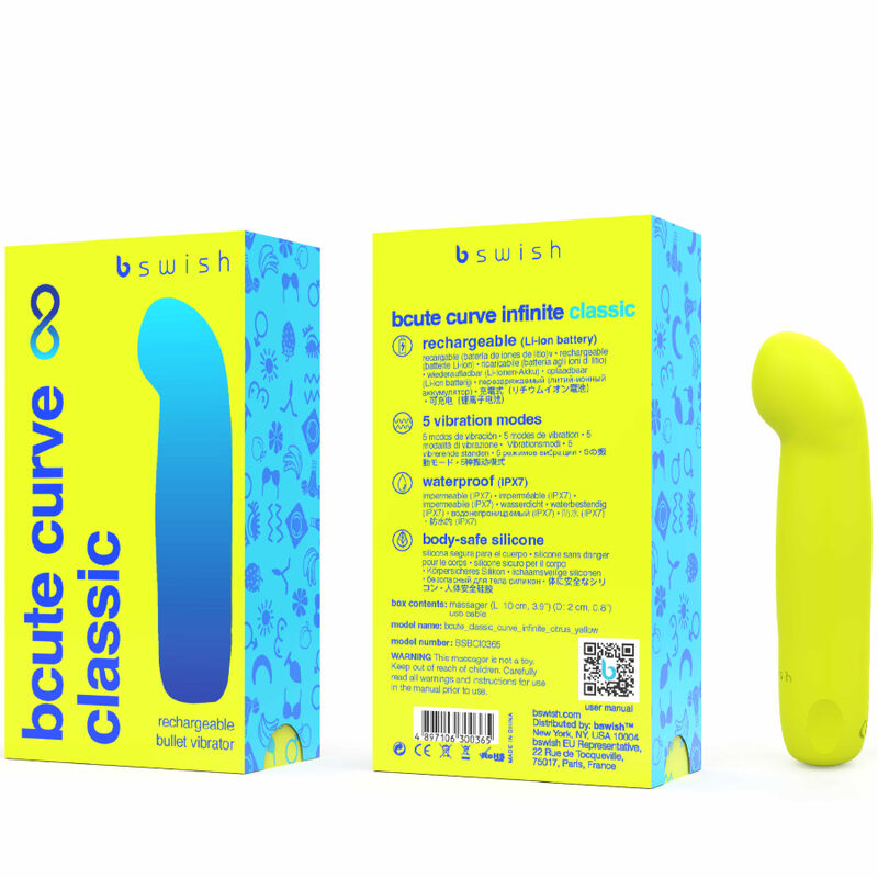 Bcute Curve Infinity Classic återladdningsbar silikonvibrator i gul färg