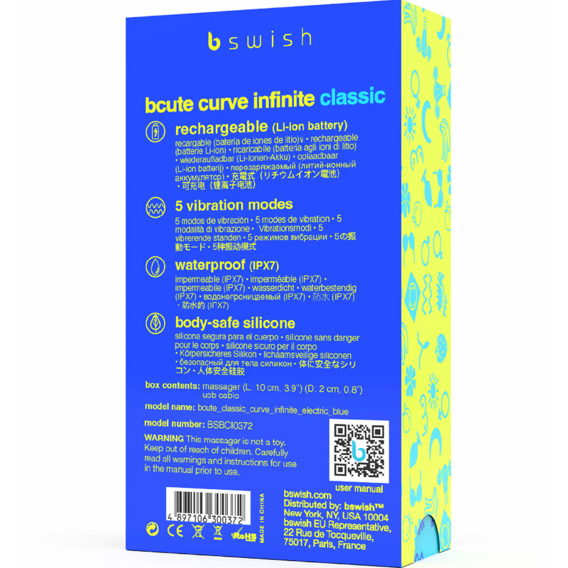 Bcute Curve Infinity Classic vibrator i blå silikon