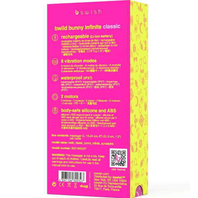 Bwild Bunny Infinite Classic vibrator i rosa silikon
