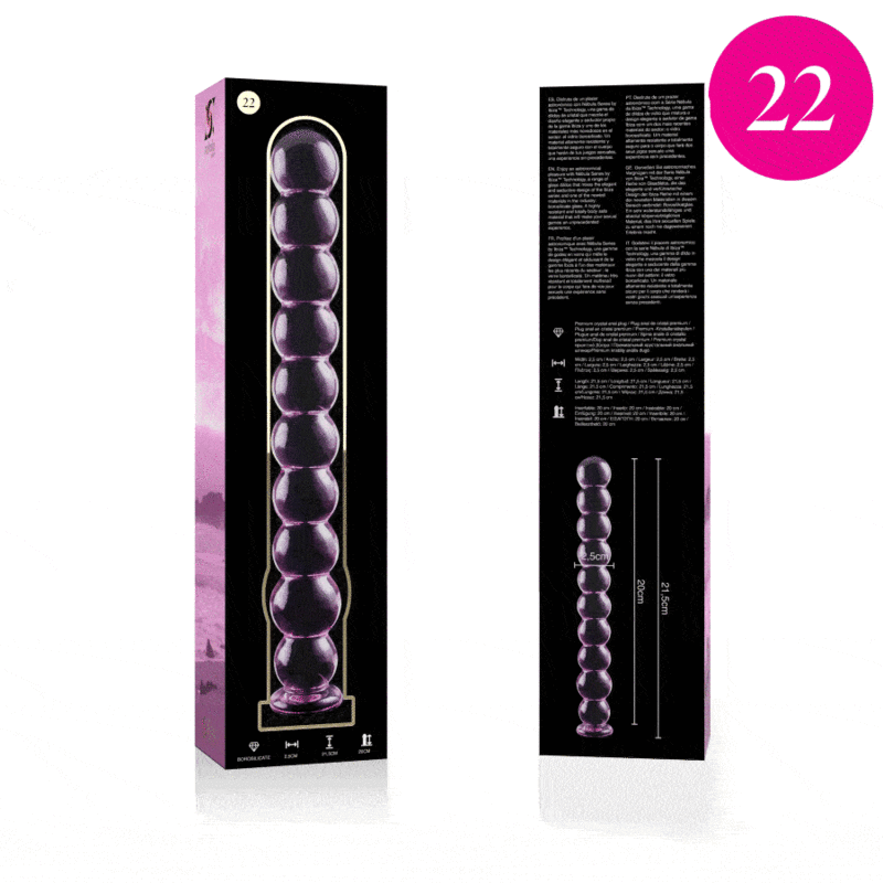NEBULA SERIES BY IBIZA dildo i borosilikatglas, rosa, 21.5 cm