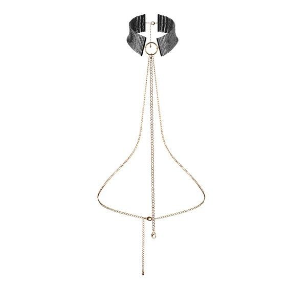 Svart metallhalsband för suggestiv bondage