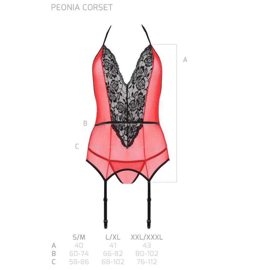 Röd Passion Peonia korset i storlek S/M