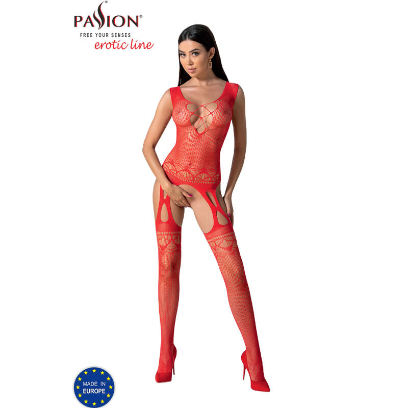 PASSION - BS099 RÖD BODYSTOCKING EN STORLEK