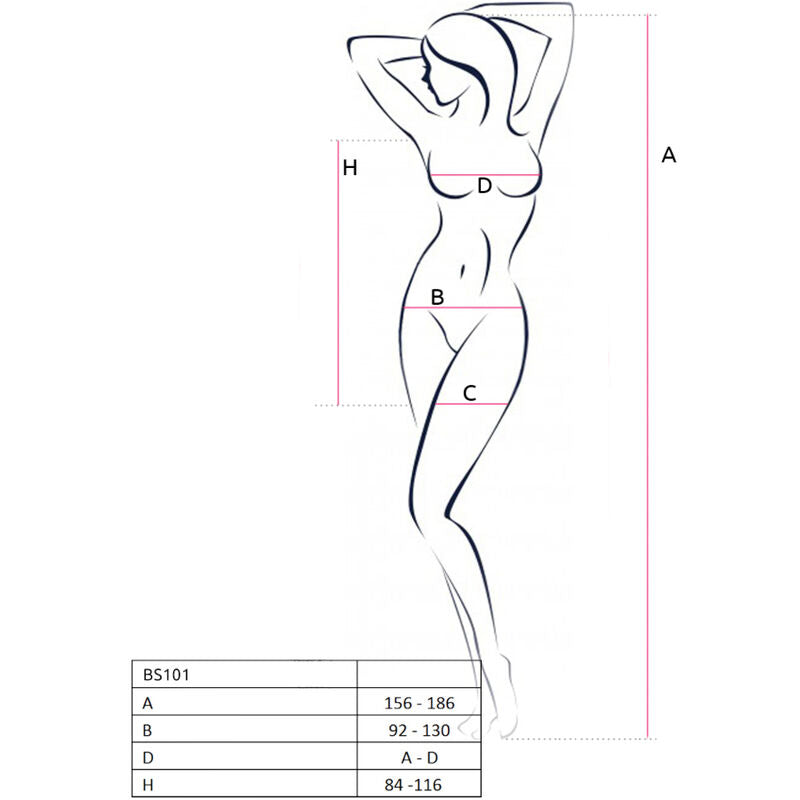 PASSION BS101 bodystocking i svart, one size