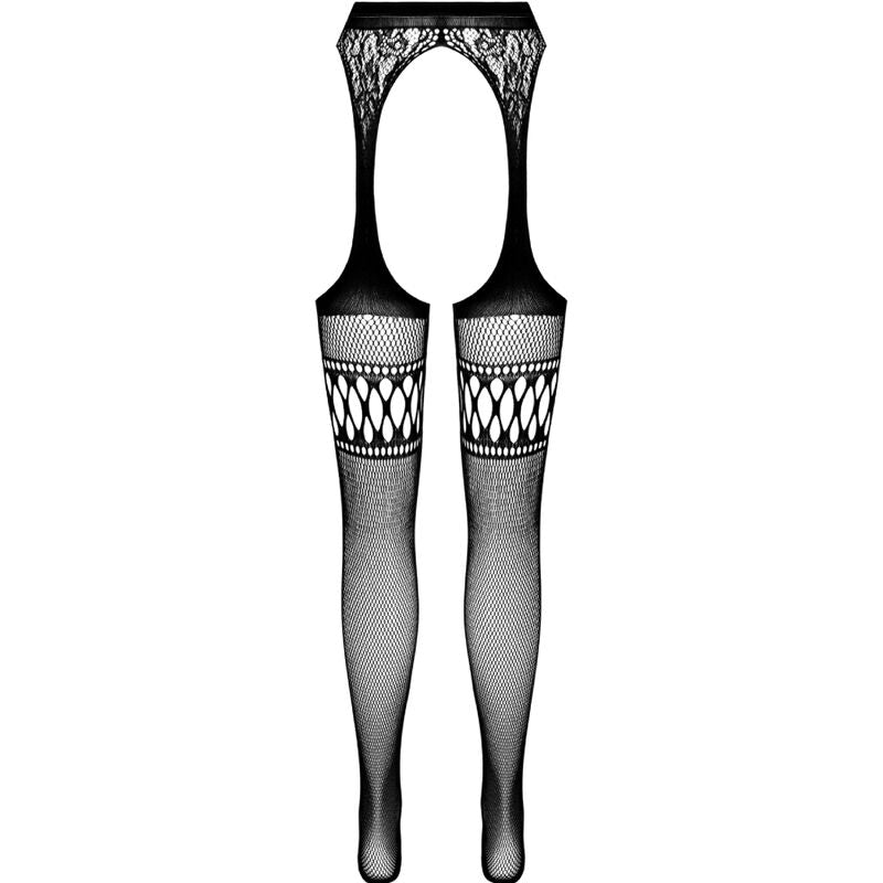 PASSION - S026 Svarta Strumpbyxor med Strumpeband One Size