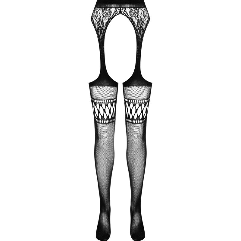 PASSION - S026 Svarta Strumpbyxor med Strumpeband One Size