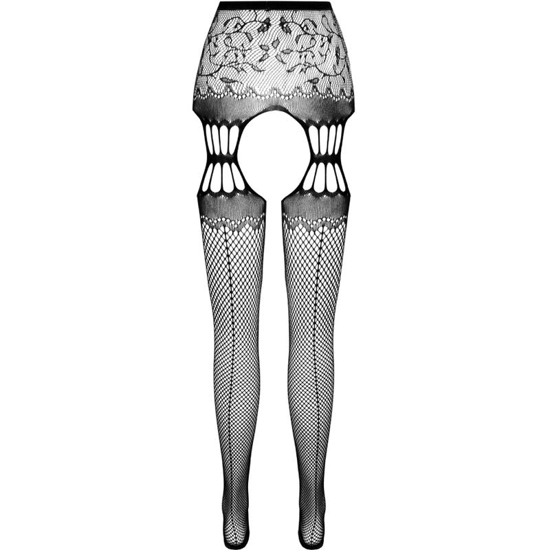 PASSION - S027 Svarta Strumpbyxor med Strumpeband One Size