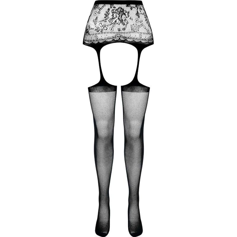 PASSION - S028 Svarta Strumpbyxor med Strumpeband One Size