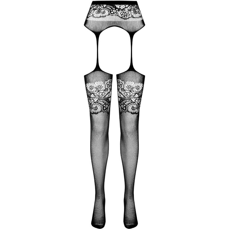 PASSION - S029 Svarta Strumpbyxor med Strumpeband One Size