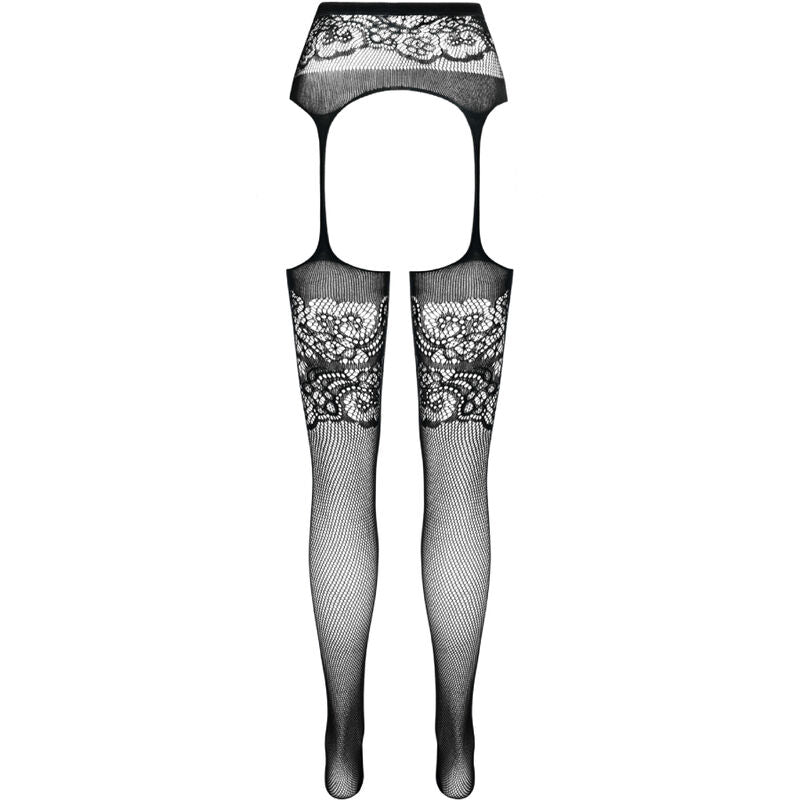 PASSION - S029 Svarta Strumpbyxor med Strumpeband One Size