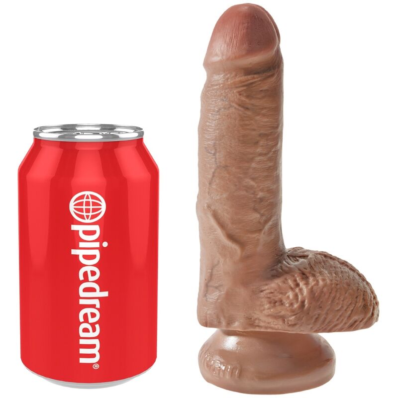 KING COCK - REALISTISK PENIS MED BOLLAR 13.2 CM KARAMELL