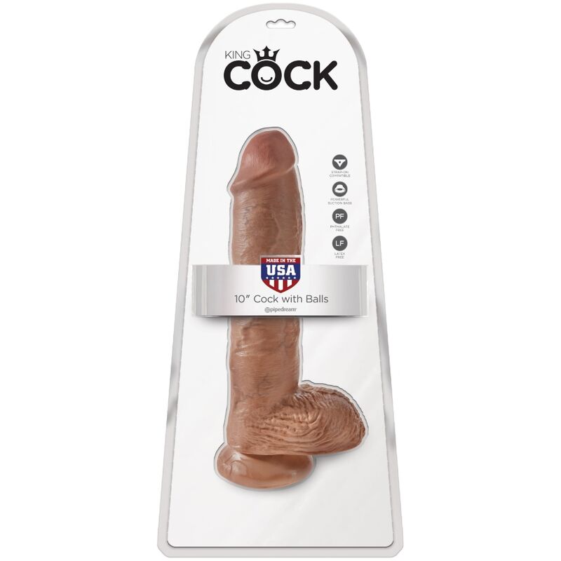 KING COCK - REALISTISK PENIS MED BOLLAR 19,8 CM KARAMELL