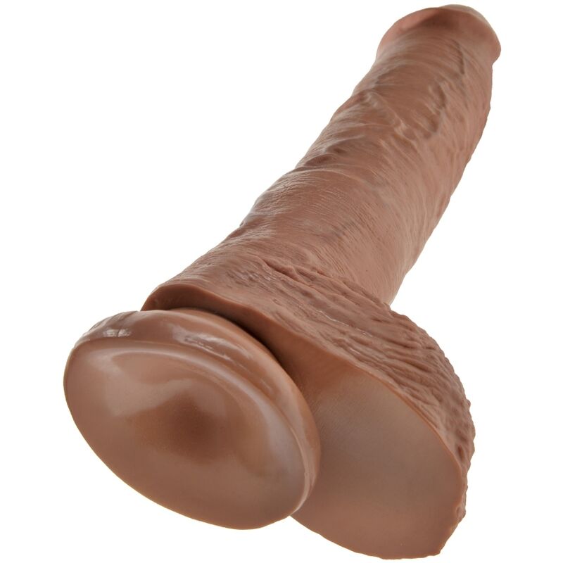 KING COCK - REALISTISK PENIS MED BOLLAR 19,8 CM KARAMELL