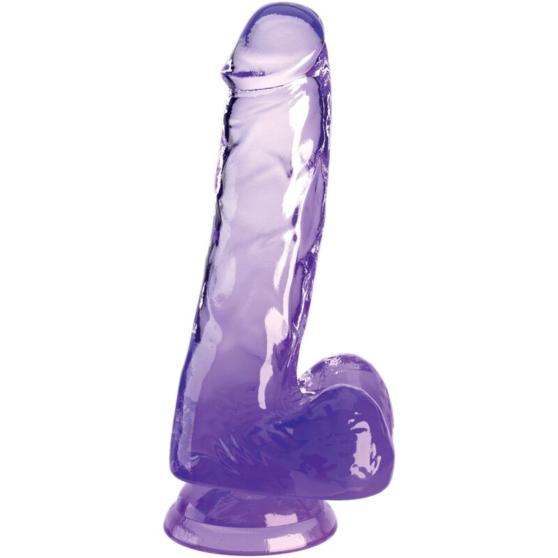 KING COCK - KLAR REALISTISK PENIS MED BOLLAR 13,5 CM LILA