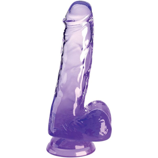 KING COCK - KLAR REALISTISK PENIS MED BOLLAR 13,5 CM LILA