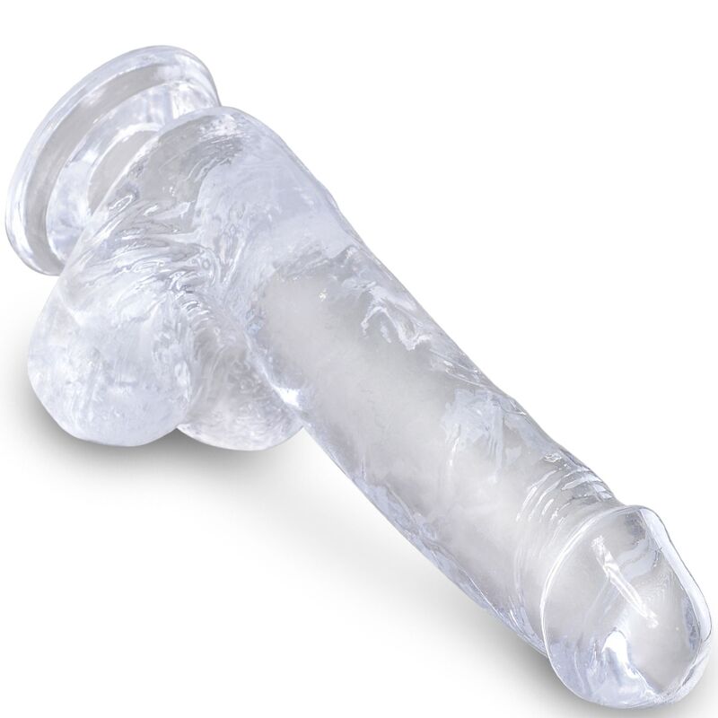 KING COCK - KLAR REALISTISK PENIS MED BOLLAR 13,5 CM TRANSPARENT