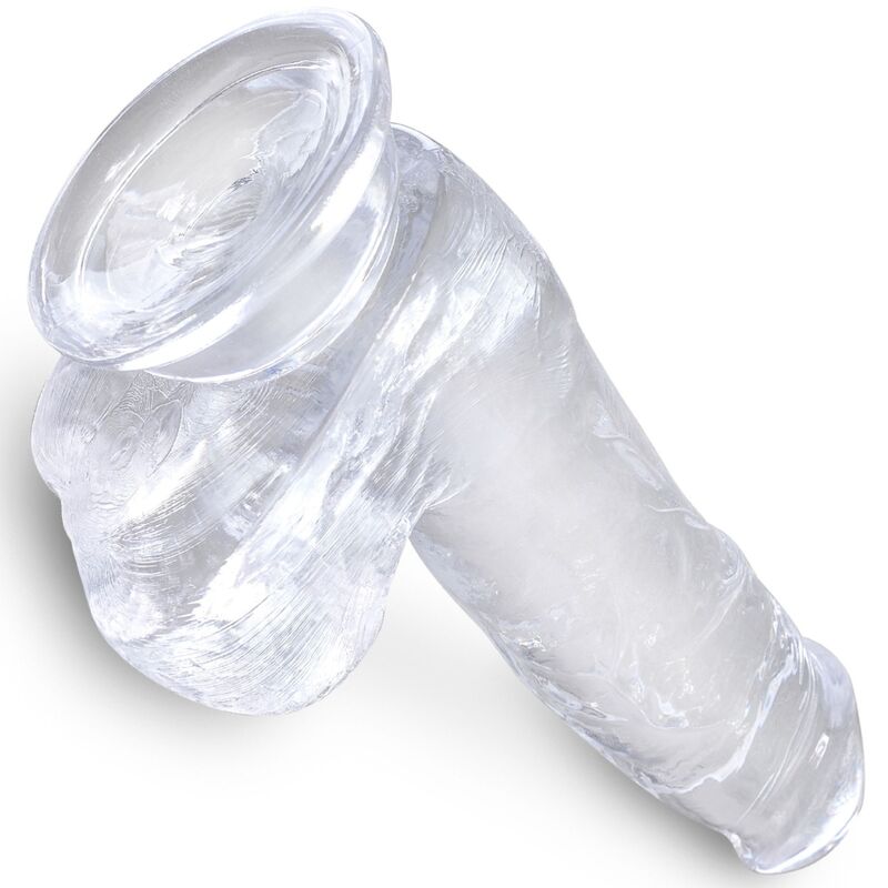 KING COCK - KLAR REALISTISK PENIS MED BOLLAR 13,5 CM TRANSPARENT