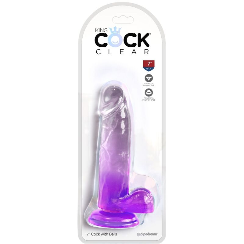 KING COCK klar realistisk penis med bollar 15,2 cm lila