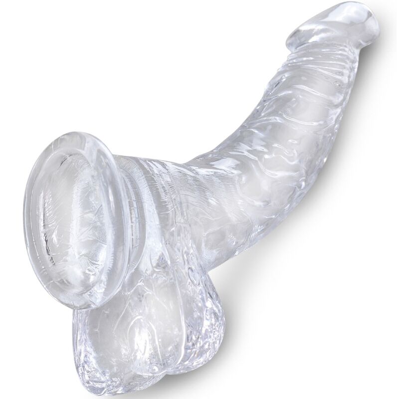 KING COCK - KLAR REALISTISK KRÖKT PENIS MED BOLLAR 16,5 CM