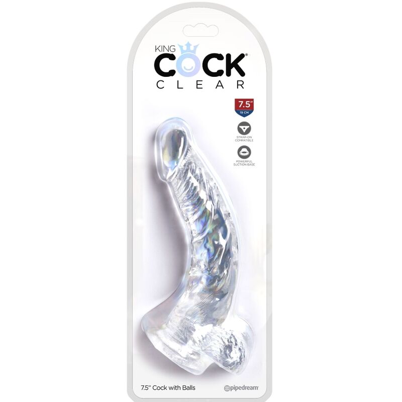 KING COCK - KLAR REALISTISK KRÖKT PENIS MED BOLLAR 16,5 CM