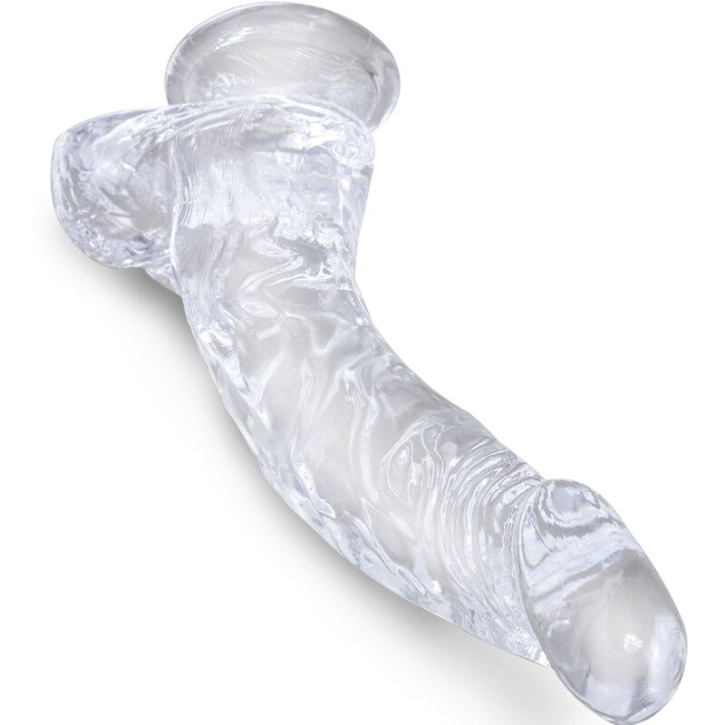 KING COCK - KLAR REALISTISK KRÖKT PENIS MED BOLLAR 16,5 CM