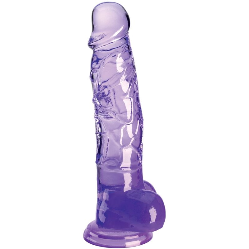 KING COCK - KLAR REALISTISK PENIS MED BOLLAR 16,5 CM LILA