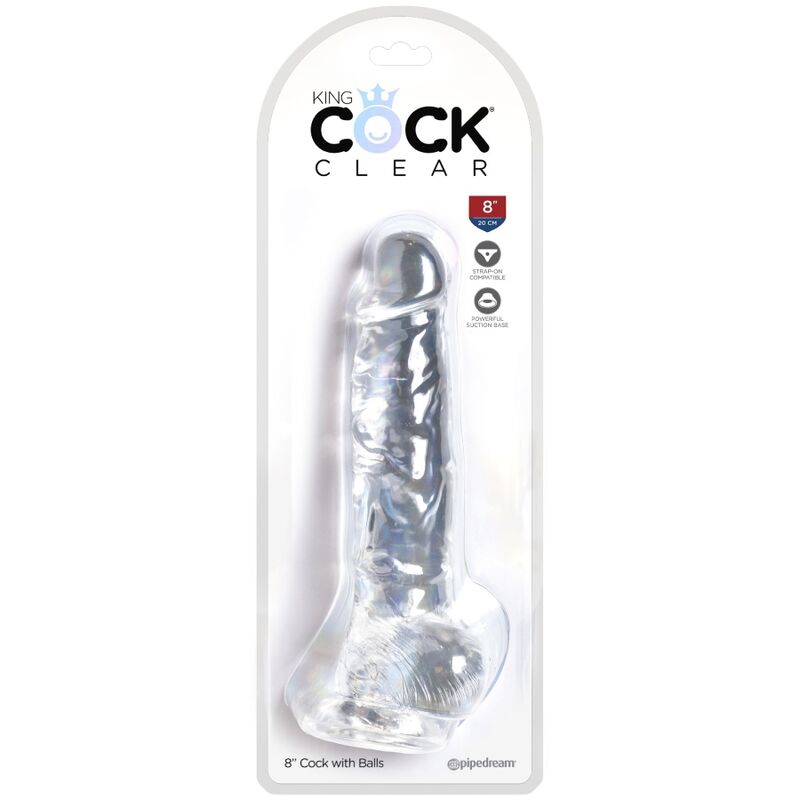 KING COCK - KLAR REALISTISK PENIS MED BOLLAR 16,5 CM TRANSPARENT