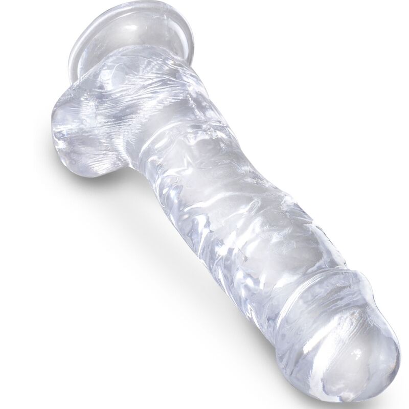 KING COCK - KLAR REALISTISK PENIS MED BOLLAR 16,5 CM TRANSPARENT