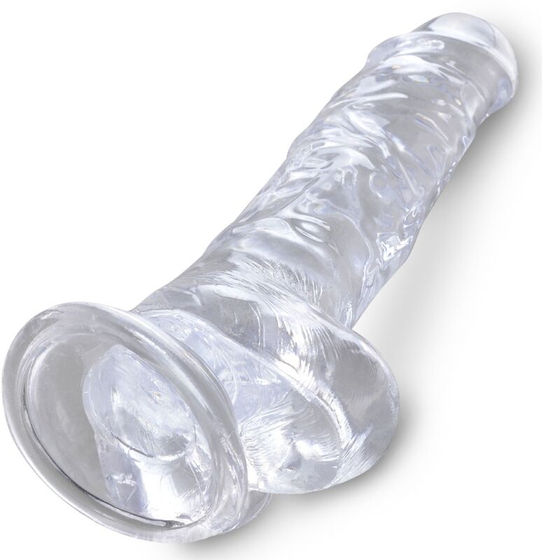 KING COCK - KLAR REALISTISK PENIS MED BOLLAR 16,5 CM TRANSPARENT